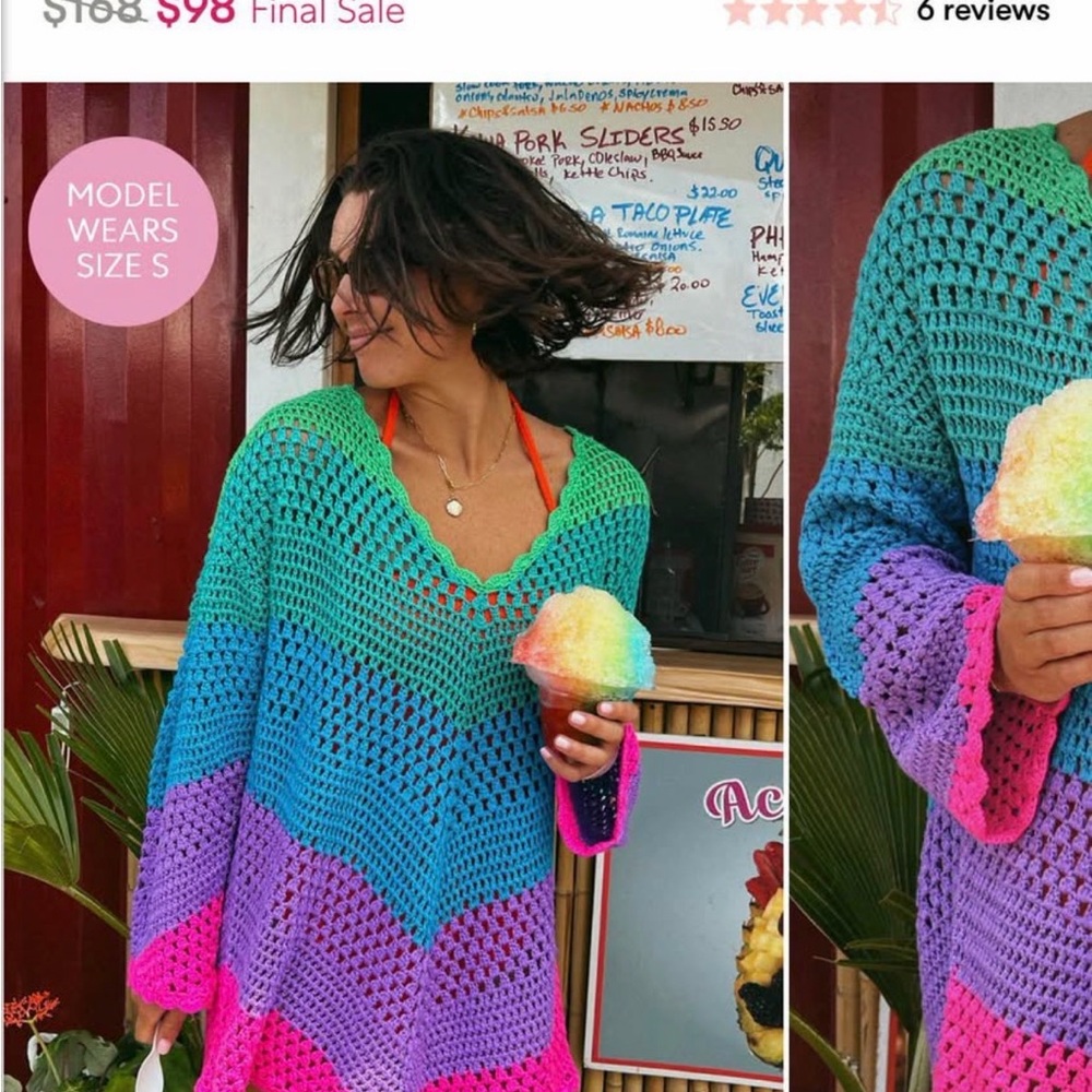 Show Me Your MuMu Multicolor Knit Swim Coverup